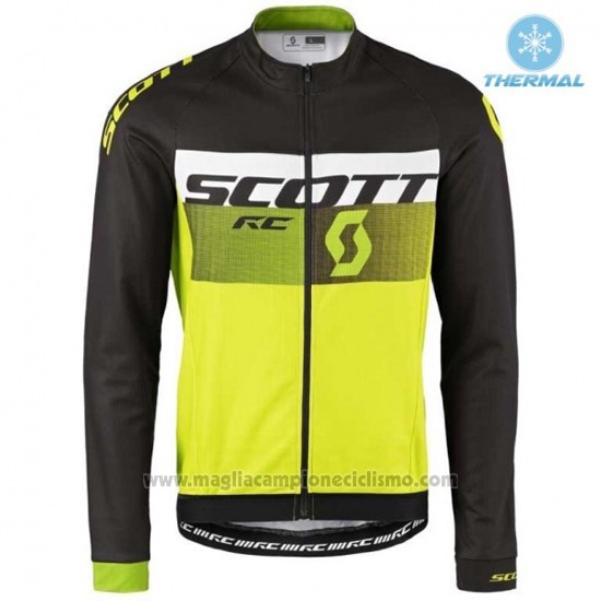 2016 Abbigliamento Ciclismo Scott Nero e Aceso Verde Manica Lunga e Salopette