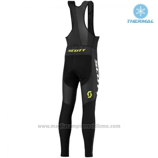 2016 Abbigliamento Ciclismo Scott Nero e Aceso Verde Manica Lunga e Salopette