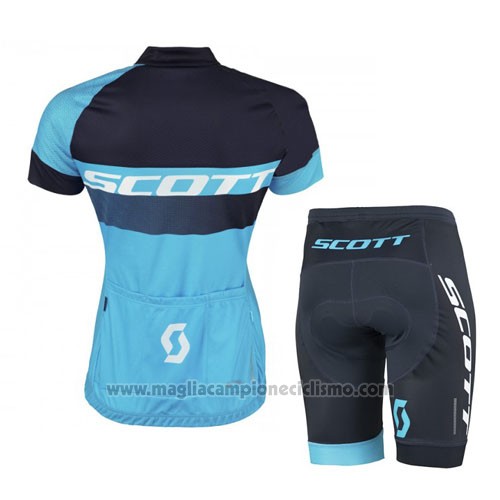 2016 Abbigliamento Ciclismo Scott Nero e Blu Manica Corta e Salopette