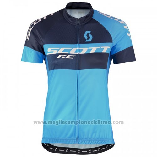 2016 Abbigliamento Ciclismo Scott Nero e Blu Manica Corta e Salopette