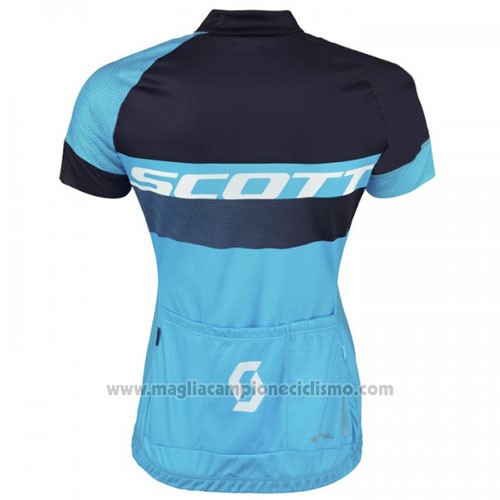 2016 Abbigliamento Ciclismo Scott Nero e Blu Manica Corta e Salopette