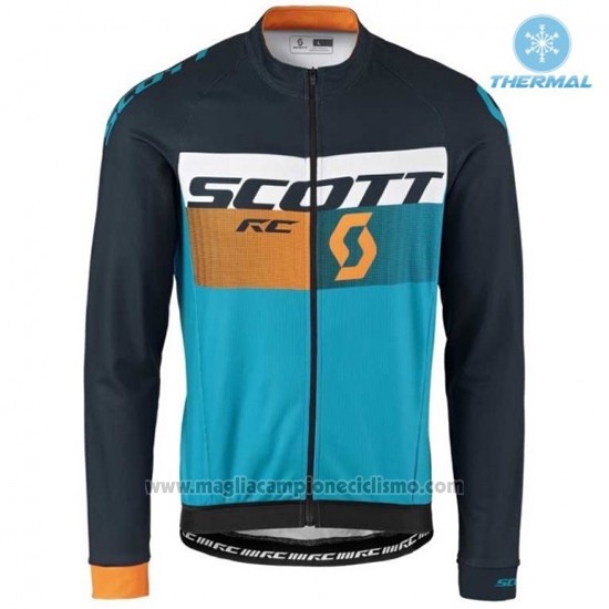 2016 Abbigliamento Ciclismo Scott Nero e Blu Manica Lunga e Salopette