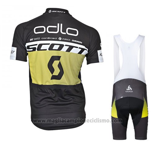 2016 Abbigliamento Ciclismo Scott Nero e Giallo Manica Corta e Salopette