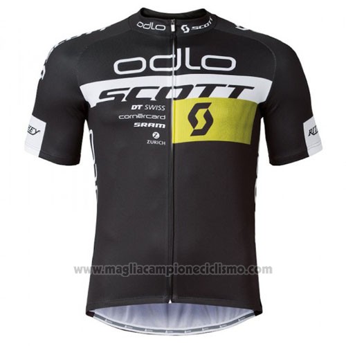 2016 Abbigliamento Ciclismo Scott Nero e Giallo Manica Corta e Salopette