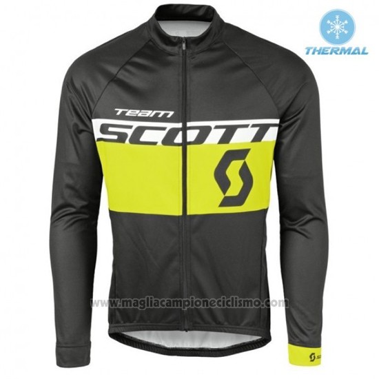2016 Abbigliamento Ciclismo Scott Nero e Giallo Manica Lunga e Salopette