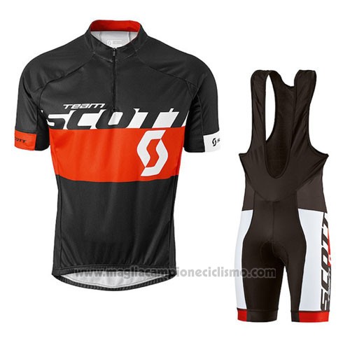 2016 Abbigliamento Ciclismo Scott Nero e Rosso Manica Corta e Salopette