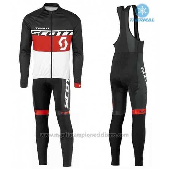 2016 Abbigliamento Ciclismo Scott Nero e Rosso Manica Lunga e Salopette