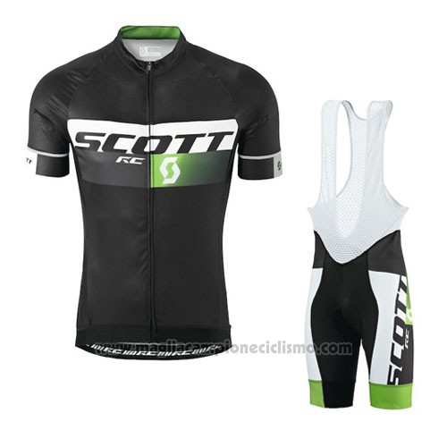 2016 Abbigliamento Ciclismo Scott Nero e Verde Manica Corta e Salopette