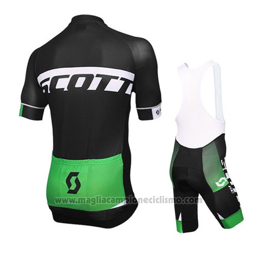 2016 Abbigliamento Ciclismo Scott Nero e Verde Manica Corta e Salopette