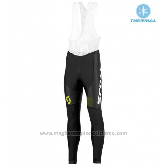 2016 Abbigliamento Ciclismo Scott Nero e Verde Manica Lunga e Salopette