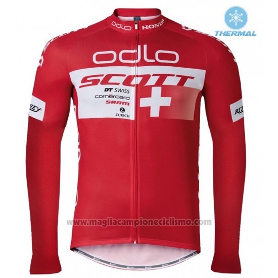 2016 Abbigliamento Ciclismo Scott Rosso e Bianco Manica Lunga e Salopette