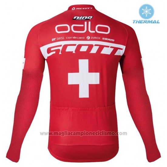 2016 Abbigliamento Ciclismo Scott Rosso e Bianco Manica Lunga e Salopette