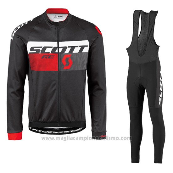 2016 Abbigliamento Ciclismo Scott Rosso e Nero Manica Lunga e Salopette