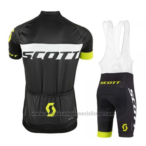 2016 Abbigliamento Ciclismo Scott Verde e Nero Manica Corta e Salopette