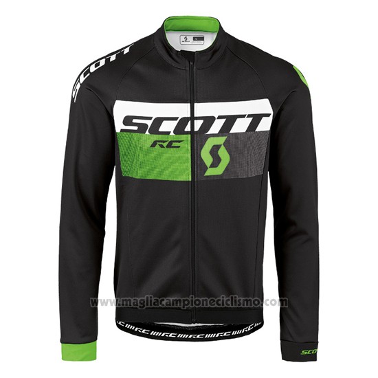2016 Abbigliamento Ciclismo Scott Verde e Nero Manica Lunga e Salopette