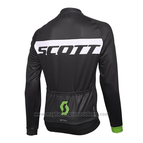 2016 Abbigliamento Ciclismo Scott Verde e Nero Manica Lunga e Salopette