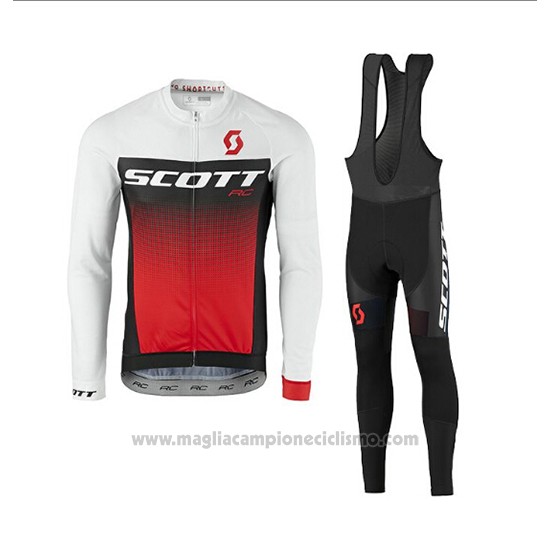 2017 Abbigliamento Ciclismo Scott Bianco e Rosso Manica Lunga e Salopette