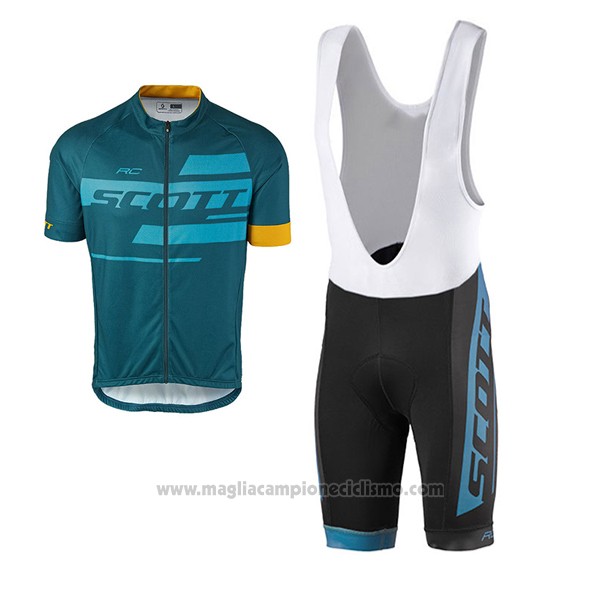 2017 Abbigliamento Ciclismo Scott Blu Manica Corta e Salopette