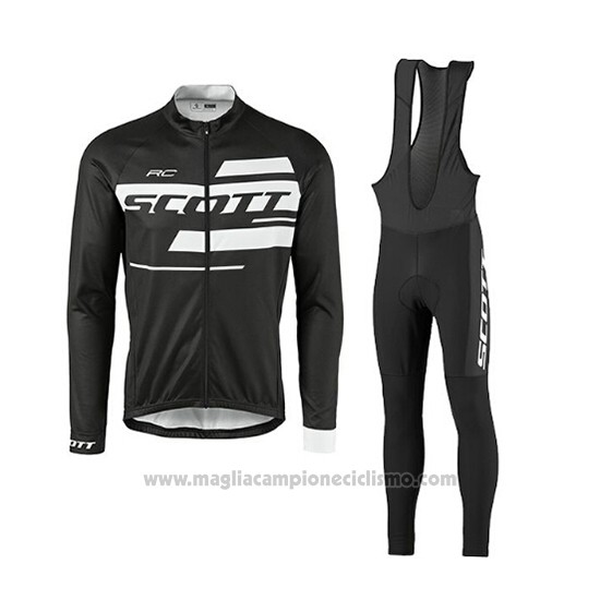 2017 Abbigliamento Ciclismo Scott Nero e Bianco Manica Lunga e Salopette