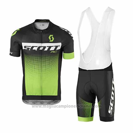 2017 Abbigliamento Ciclismo Scott Verde Manica Corta e Salopette