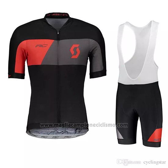 2018 Abbigliamento Ciclismo Scott Nero Grigio Manica Corta e Salopette