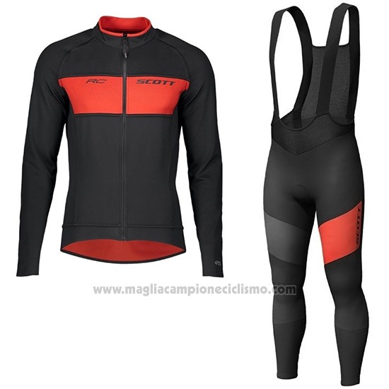 2019 Abbigliamento Ciclismo Scott RC FF Nero Rosso Manica Lunga e Salopette