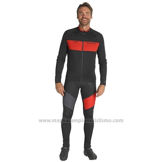 2019 Abbigliamento Ciclismo Scott RC FF Nero Rosso Manica Lunga e Salopette