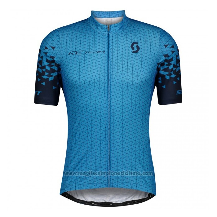 2021 Abbigliamento Ciclismo Scott Blu Manica Corta e Salopette