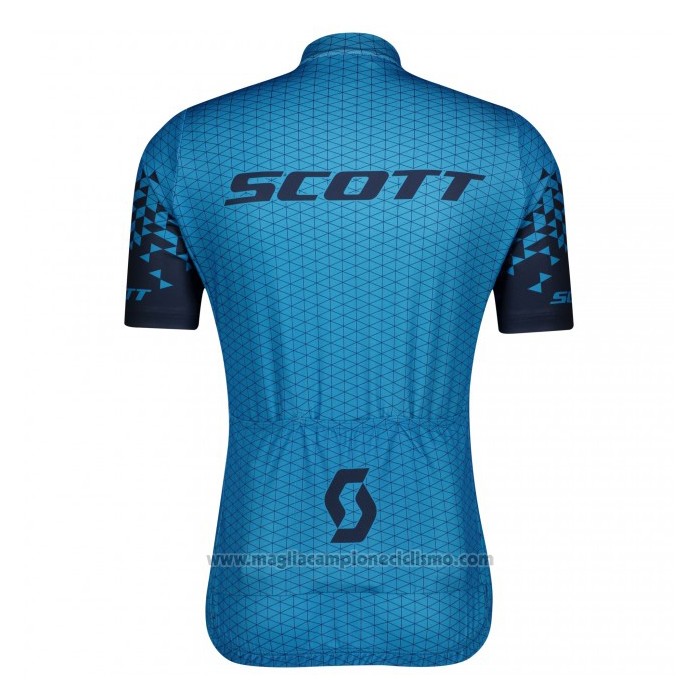 2021 Abbigliamento Ciclismo Scott Blu Manica Corta e Salopette