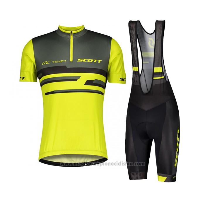 2021 Abbigliamento Ciclismo Scott Grigio Giallo Manica Corta e Salopette