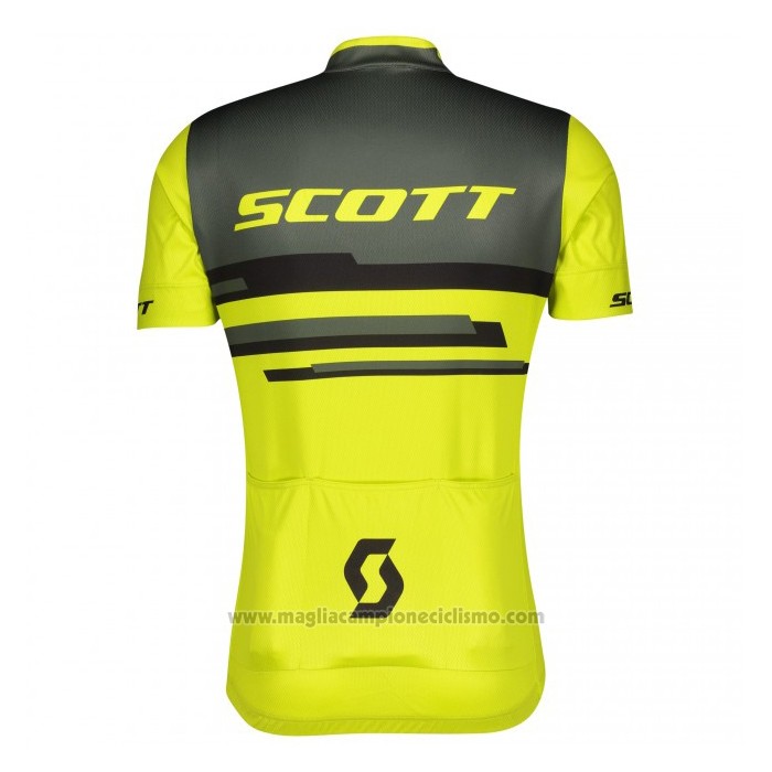2021 Abbigliamento Ciclismo Scott Grigio Giallo Manica Corta e Salopette