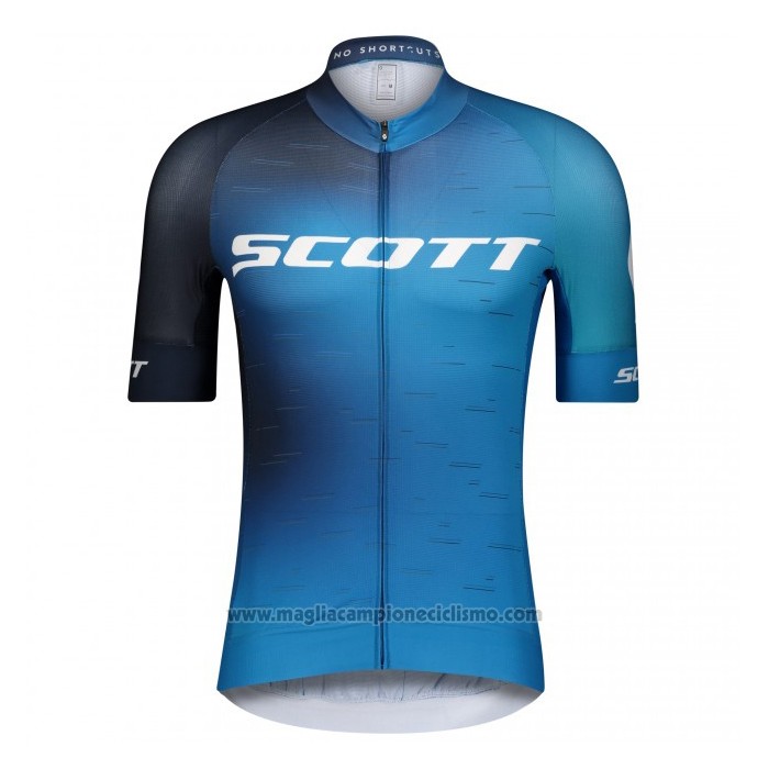 2021 Abbigliamento Ciclismo Scott Nero Blu Manica Corta e Salopette