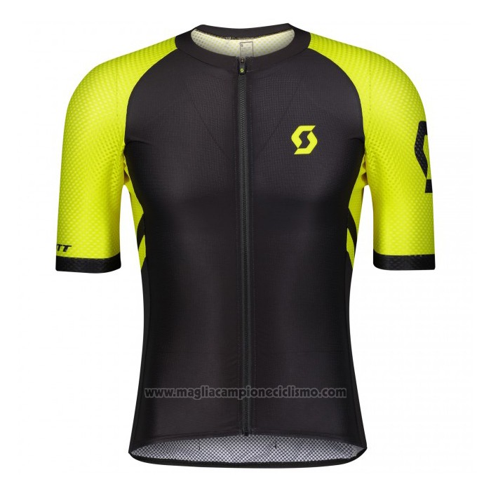 2021 Abbigliamento Ciclismo Scott Nero Giallo Manica Corta e Salopette