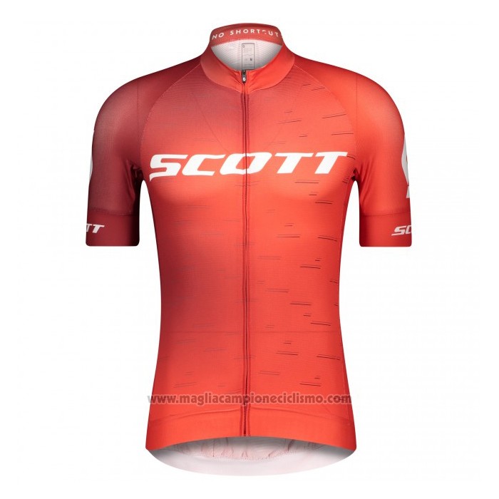 2021 Abbigliamento Ciclismo Scott Rosso Manica Corta e Salopette