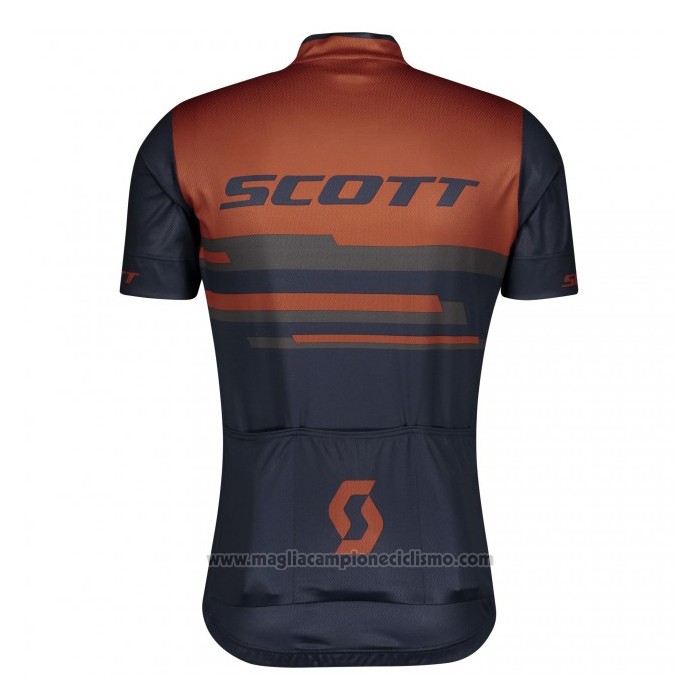 2021 Abbigliamento Ciclismo Scott Spento Blu Arancione Manica Corta e Salopette