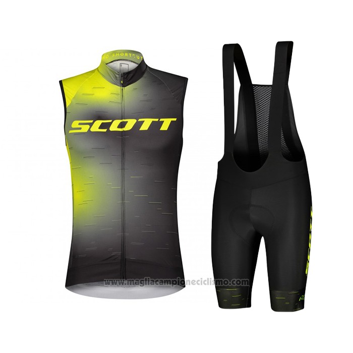 2021 Gilet Antivento Scott Nero Giallo Manica Corta e Salopette