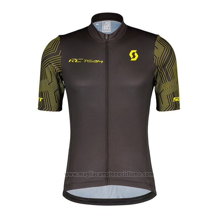 2022 Abbigliamento Ciclismo Scott Bianco Giallo Manica Corta e Salopette