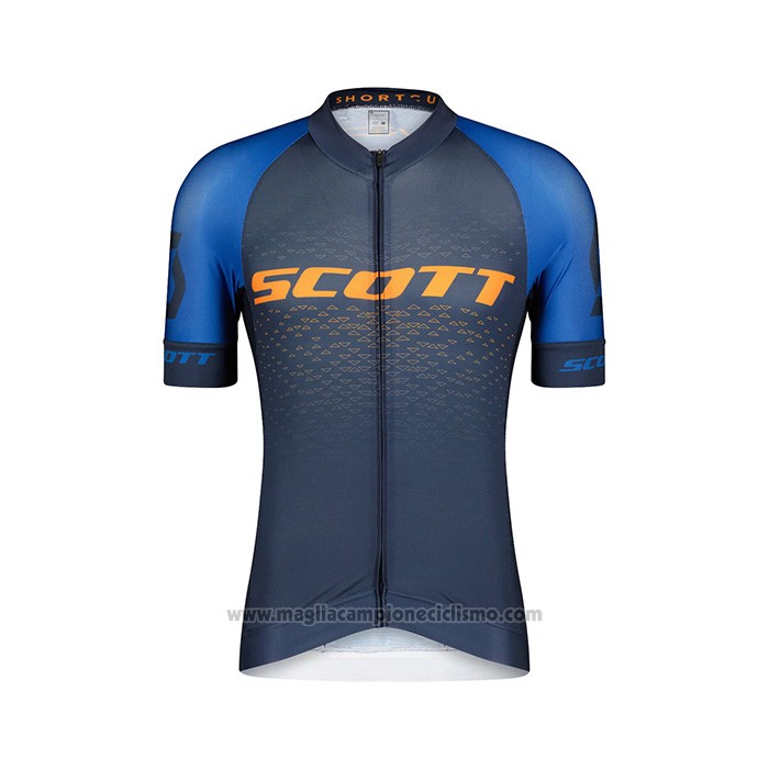 2022 Abbigliamento Ciclismo Scott Blu Giallo Manica Corta e Salopette