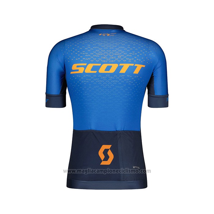2022 Abbigliamento Ciclismo Scott Blu Giallo Manica Corta e Salopette