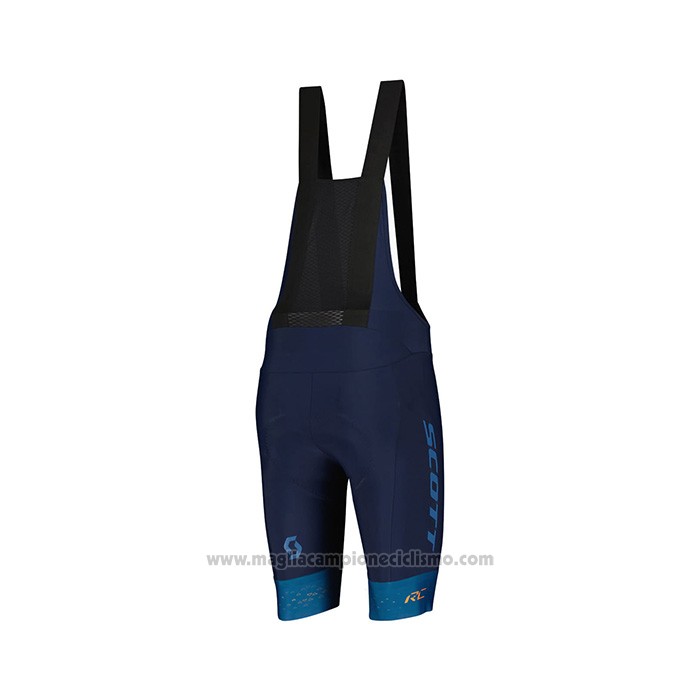 2022 Abbigliamento Ciclismo Scott Blu Giallo Manica Corta e Salopette