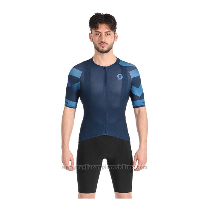 2022 Abbigliamento Ciclismo Scott Blu Manica Corta e Salopette(1)