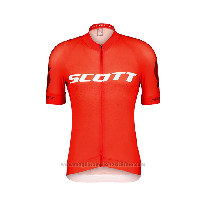 2022 Abbigliamento Ciclismo Scott Rosso Bianco Manica Corta e Salopette