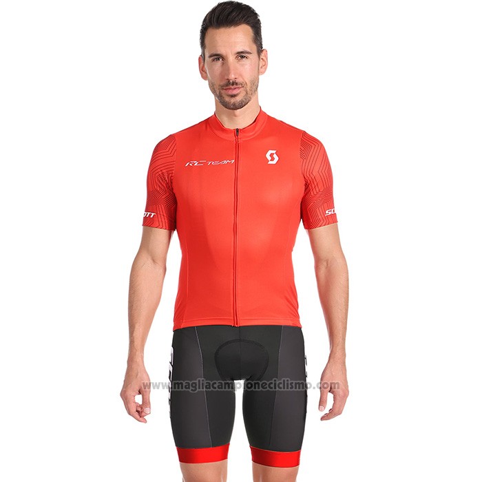 2022 Abbigliamento Ciclismo Scott Rosso Manica Corta e Salopette