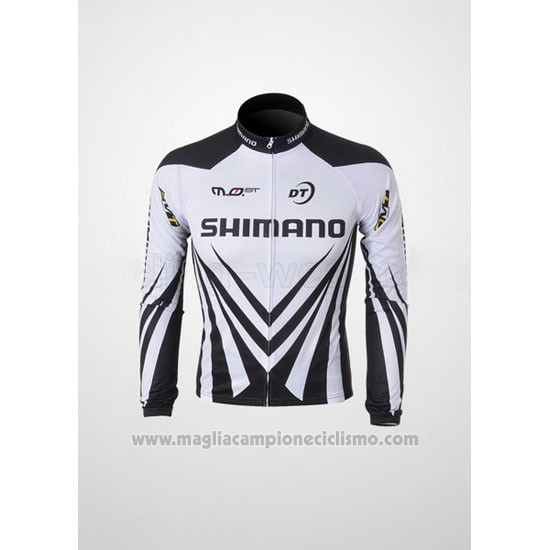 2010 Abbigliamento Ciclismo Shimano Bianco e Nero Manica Lunga e Salopette