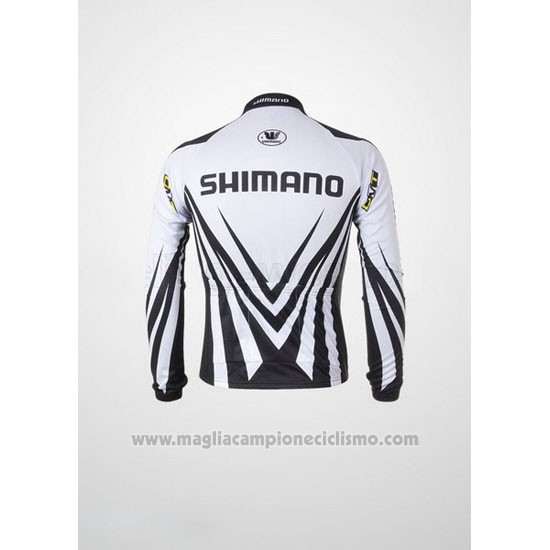 2010 Abbigliamento Ciclismo Shimano Bianco e Nero Manica Lunga e Salopette