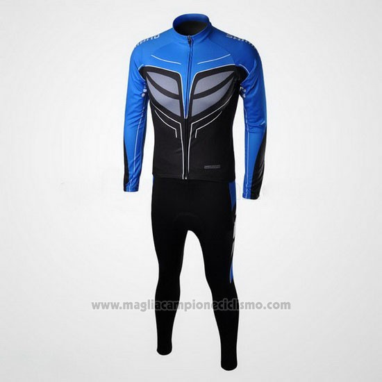 2010 Abbigliamento Ciclismo Shimano Blu e Nero Manica Lunga e Salopette