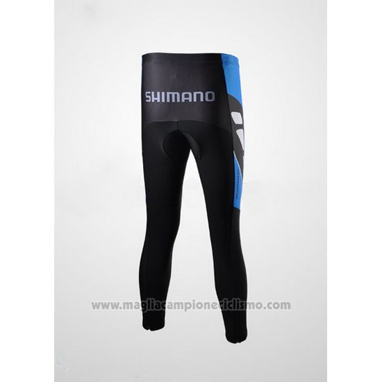 2010 Abbigliamento Ciclismo Shimano Blu e Nero Manica Lunga e Salopette
