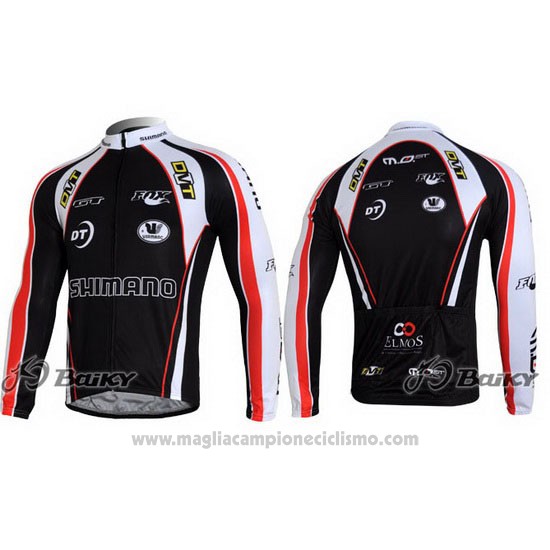 2010 Abbigliamento Ciclismo Shimano Rosso e Nero Manica Lunga e Salopette