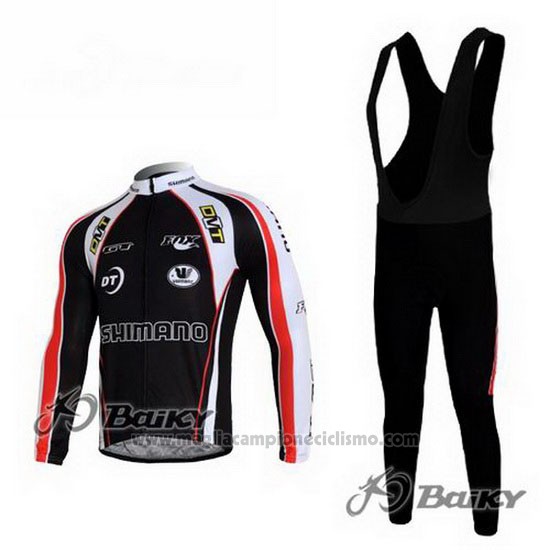 2010 Abbigliamento Ciclismo Shimano Rosso e Nero Manica Lunga e Salopette