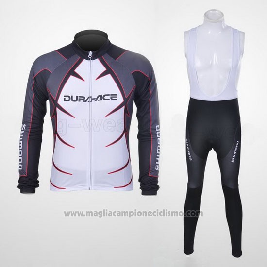 2011 Abbigliamento Ciclismo Shimano Bianco e Giallo Manica Lunga e Salopette